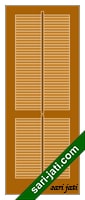 Model pintu krepyak bergerak dari kayu bangkirai merbau jati, tipe LD 2C1 harga murah
