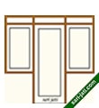 Contoh gambar desain model kusen gendong pintu single dan 2 lubang jendela single di kanan dan kiri pintu variasi lubang angin dari kayu SDWJ 1B2