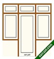 Contoh gambar desain model kusen gendong pintu single dan 2 lubang jendela single di kanan dan kiri pintu variasi daun jendela boven dari kayu SDWJ 1C2