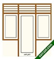 Contoh gambar desain model kusen gendong pintu single dan 2 lubang jendela single di kanan dan kiri pintu variasi krepyak tanam dari kayu SDWJ 1D2