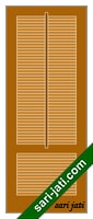 Contoh pintu krepyak modern minimalis, krepyak tanam dan jalusi kayu bergerak tiang penggerak di tengah LD 2E2