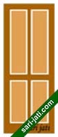 Desain pintu minimalis panil solid 4 kotak dari kayu meranti mahoni kamper merbau jati, tipe SFP 4A2 harga murah