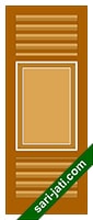 Desain pintu panil jalusi krepyak tanam 1 kotak di atas dan di bawah dari kayu meranti mahoni kamper merbau jati, tipe SLP 1A4 harga murah