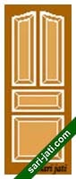 Contoh pintu panel kayu bevel 4 kotak lengkung, panel solid raised SRP 4B3