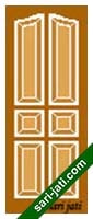 Contoh pintu panel kayu bevel 6 kotak lengkung, panel solid raised SRP 6B3