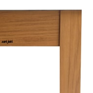 Harga meja kerja untuk ruang belajar dan kantor dari kayu jati perhutani I finishing kombinasi melamine wood stain warna terang dan cat duco, desain minimalis, bentuk persegi panjang, tanpa laci, tipe Llavi WT 1A1 murah