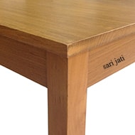 Harga meja kerja untuk ruang belajar dan kantor dari kayu jati perhutani I finishing melamine wood stain warna terang, desain minimalis, bentuk persegi panjang, tanpa laci, tipe Llavi WT 1A1 murah