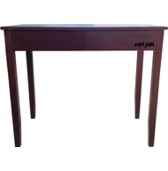 Harga meja konsol untuk ruang tamu dan ruang duduk keluarga dari kayu merbau finishing melamine wood stain warna gelap, desain minimalis, bentuk persegi panjang, memiliki 2 laci, tanpa tundan, tipe Llavi KT 1C2 murah