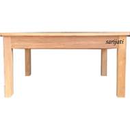 Meja kopi untuk ruang tamu dan keluarga desain minimalis persegi panjang, tanpa laci tanpa tundan, kayu jati perhutani I tipe Llavi CT 1A1