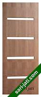 Pintu Double Plywood Merbau Variasi Lubang Kaca Horisontal FS 1C5