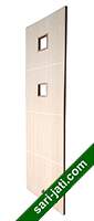 Pintu double plywood mega teak variasi lubang kaca 2 kotak dan alur nad horisontal FS 1D4
