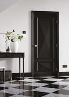 Pintu kayu kamper 2 panel finishing cat duco hitam