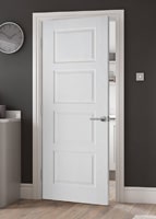 Pintu kayu merbau 4 panelfinishing cat duco putih