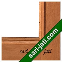 Harga pintu kaca 1 kotak lis timbul dari kayu merbau, detil desain tipe GD 1A1 murah