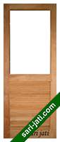 Harga pintu 1 lubang kotak kaca di atas dan jalusi krepyak tanam di bawah dari kayu jati merbau bangkirai kamper mahoni meranti tipe SLG 1A1 murah