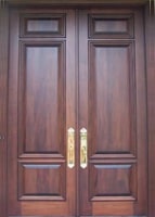 Pintu kupu tarung, pintu double dua daun pintu dari kayu  merbau desain klasik