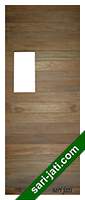 Model pintu minimalis kaca kayu bengkirai dari papan lamela alur nad horisontal SLFP 1H3