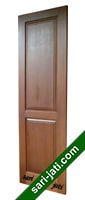 Harga pintu panel solid raised bevel 2 kotak dari kayu kamper finishing melamine walnut, desain tipe SRP 2A1 murah