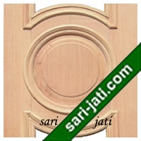 Detil panil lingkaran dengan lis timbul pintu panil kaca kayu kamper SGP 1C1