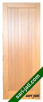 Harga pintu minimalis panil alur nad vertikal dari kayu kamper finishing melamine cocoa, desain tipe SFP 1E4 murah