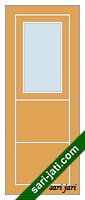 Plywood flush door design images with 1 glass and vertical and horizontal groove FS 1D5